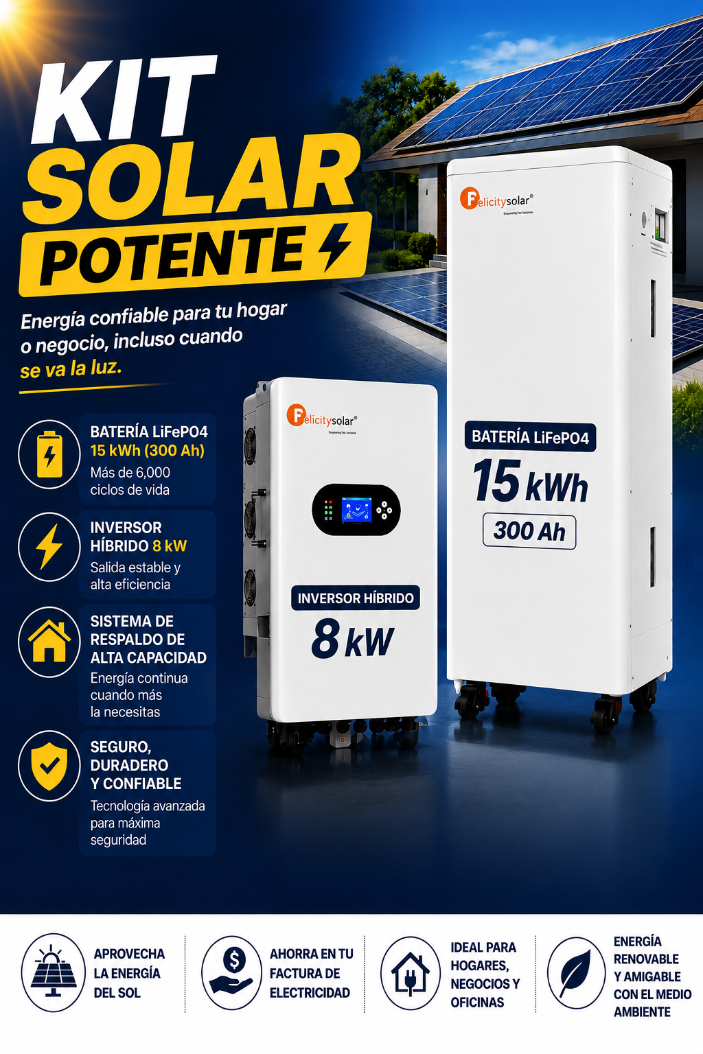 KIT INVERSOR Y BATERIA SOLAR
